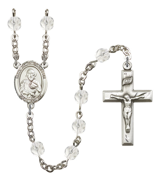 St. James the Lesser Rosary, 6mm Fire Polished Crystal Beads, Silver Plate, # 16686