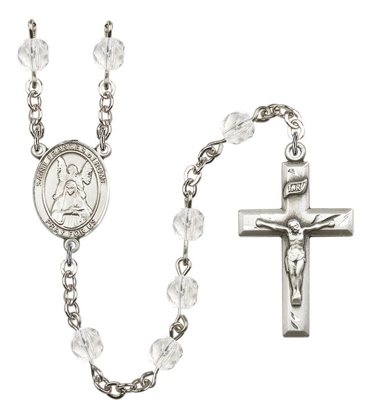 St. Frances of Rome Rosary, 6mm Fire Polished Crystal Beads, Silver Plate, # 16800