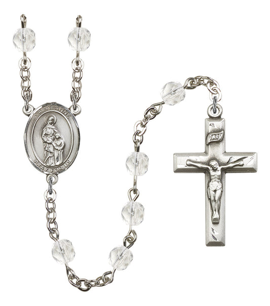 St. Anne Rosary, 6mm Fire Polished Crystal Beads, Silver Plate, # 16810