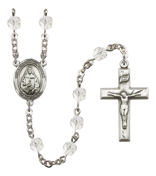 St. Theodora Rosary, 6mm Fire Polished Crystal Beads, Silver Plate, # 16818