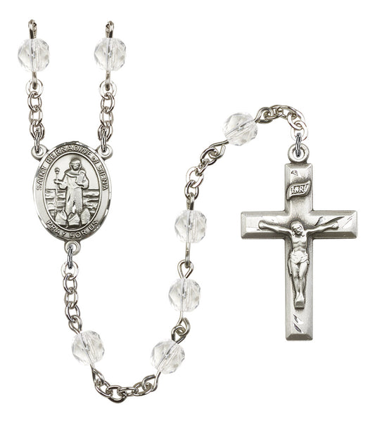 St. Bernadine of Sienna Rosary, 6mm Fire Polished Crystal Beads, Silver Plate, # 16823