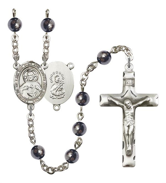 I am the Way, Truth and Life Rosary, 6mm Hematite Beads, Silver Plate, # 10916