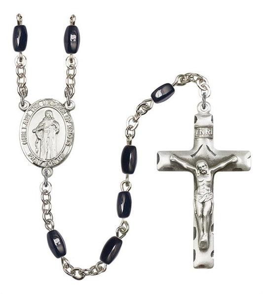 Our Lady Undoer of Knots Rosary, 8x5mm Black Onyx Beads, Silver Plate, # 13113