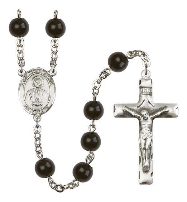 St. Peter Chanel Rosary, 7mm Black Onyx Beads, Silver Plate, # 14319