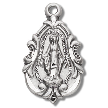 Sterling Miraculous Medal, 3/4", Your choice of chain, # 27121