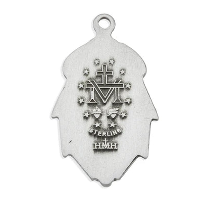 Sterling Miraculous Medal, 15/16", 18" Stainless Steel Curb Chain # 97005