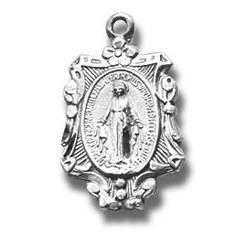 Sterling Miraculous Medal, 11/16", Your choice of chain, # 97012