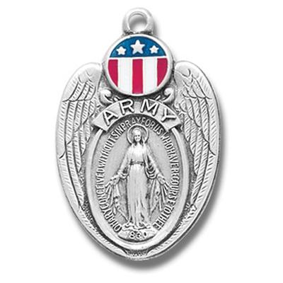 Army / Miraculous Medal, 1-1/8", Your choice of chain, # 27275