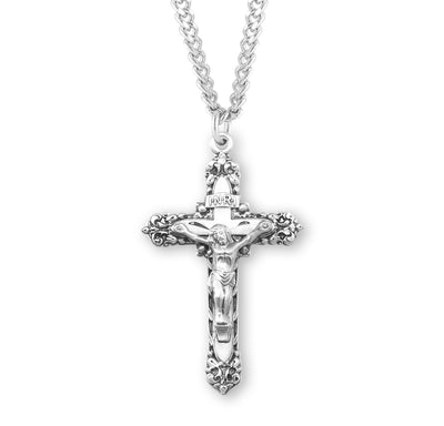 Sterling Crucifix, 1-7/8", 24" Stainless Steel Curb Chain # 96837