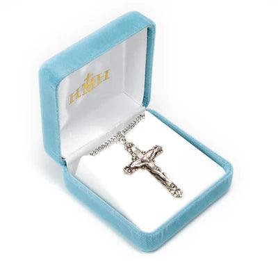 Sterling Crucifix, 1-7/8", 24" Stainless Steel Curb Chain # 96837