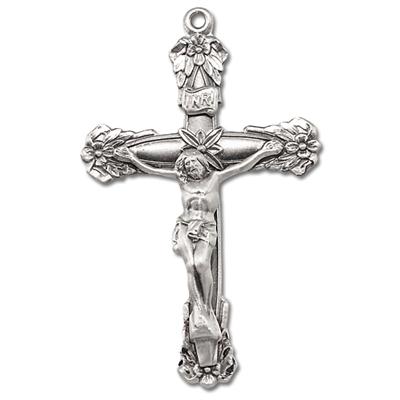 Sterling Crucifix, 1-3/4", Your Choice of Chain, # 96841