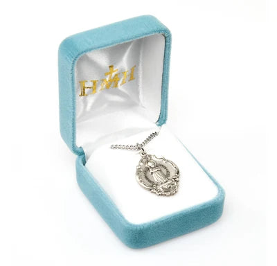 Sterling Silver Infant Jesus Medal, 1" overall, 18" Stainless Steel Curb Chain # 27302