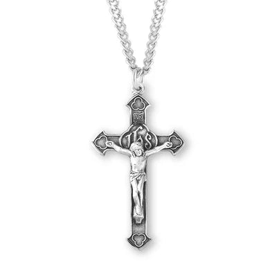 Crucifix, 1-11/16" Sterling Silver, 24" Stainless Steel Curb Chain # 41839.