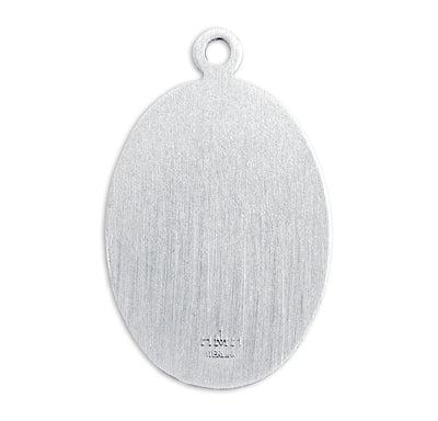St. Christopher Oval Shaped Medal, 1 1/16" Sterling Silver, 24" Stainless Steel Curb Chain # 41842.