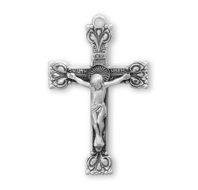 Sterling Crucifix, 1-7/16", 24" Stainless Steel Curb Chain # 96875