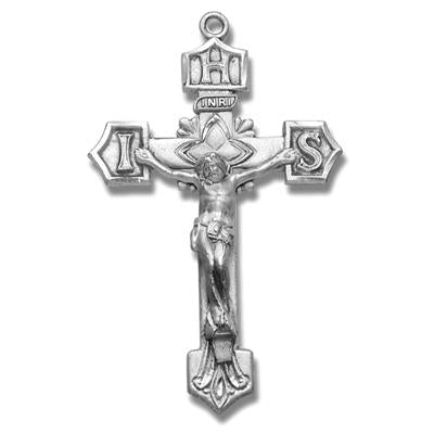 Sterling Crucifix, 1-15/16", Your Choice of Chain, # 96849