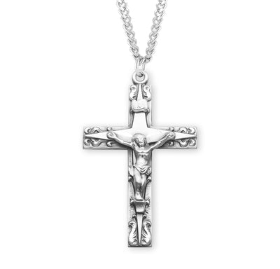 Sterling Crucifix, 1-7/8", 24" Stainless Steel Curb Chain # 96895