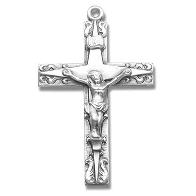 Sterling Crucifix, 1-7/8", Your Choice of Chain, # 96895