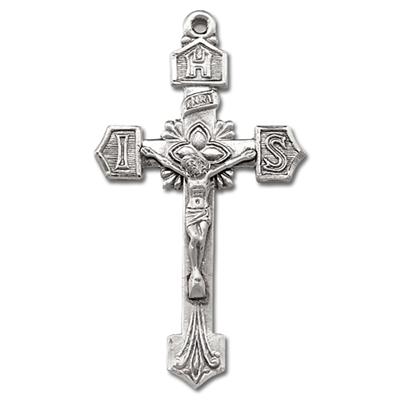 Sterling Crucifix, 1-11/16", Your Choice of Chain, # 96845