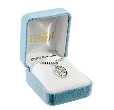 Sterling Oval St. Jude Medal, 3/4" overall, 18" Stainless Steel Curb Chain# 29492