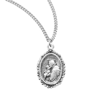 Sterling Silver 5/8" St. Anthony Medal, 18" Stainless Steel Curb Chain# 29374