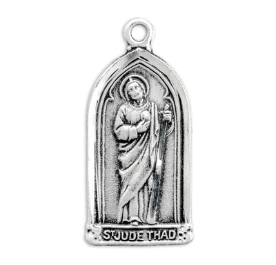 3/4" Gothic St. Jude Medal, 18" Stainless Steel Curb Chain# 29494