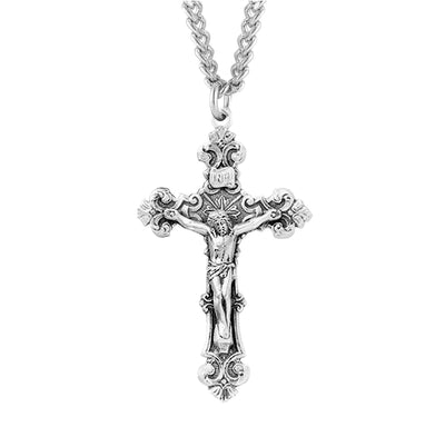 Sterling Crucifix, 1-15/16", 24" Stainless Steel Curb Chain# 96861