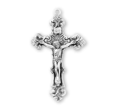 Sterling Crucifix, 1-15/16", 24" Stainless Steel Curb Chain# 96861