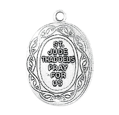 Sterling St. Jude Crown of Thorns Medal, 7/8", 18" Stainless Steel Curb Chain# 29493