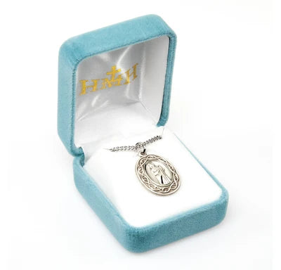 Sterling St. Jude Crown of Thorns Medal, 7/8", 18" Stainless Steel Curb Chain# 29493