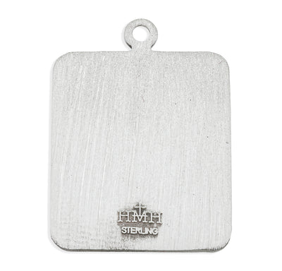 Sterling Silver Rectangular St. Christopher, 13/16", 18" Stainless Steel Curb Chain# 29466