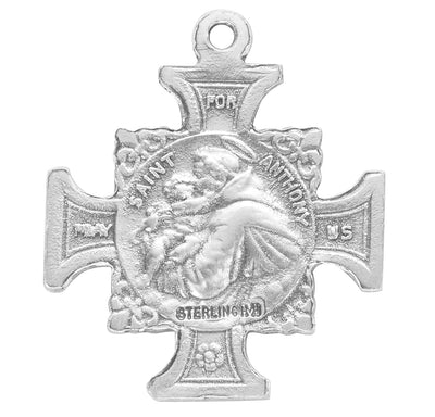 Sterling Silver St. Francis Medal, 7/8", 18" Stainless Steel Curb Chain# 27240