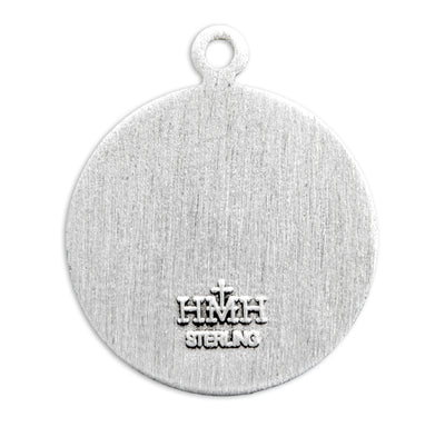 Saint Michael Sterling Silver Medal, 9/16", 18" Stainless Steel Curb Chain# 6551