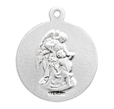 ST MICHAEL STERLING MEDAL, #27220, 13/16", 24" Stainless Steel Curb Chain