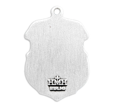Saint Michael Sterling Silver shield Medal, 11/16", 20" Stainless Steel Curb Chain # 6556