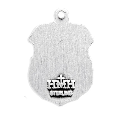 Saint Michael Sterling Silver shield Medal, 1/2", 18" Stainless Steel Curb Chain # 6560