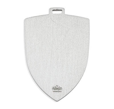 St. Michael Shield Medal, Sterling Silver, 1-3/16", 24" Stainless Steel Curb Chain # 41597