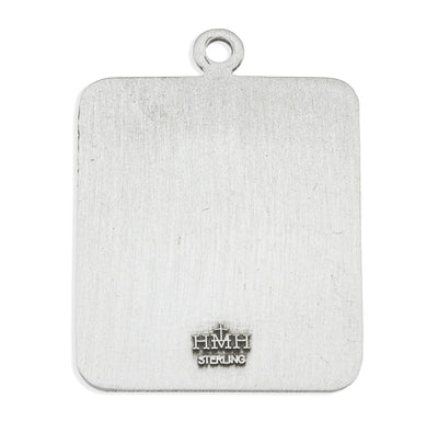 Saint Michael Police Sterling Silver Medal, 7/8", 24" Stainless Steel Curb Chain # 6563