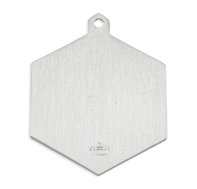 Saint Michael Hexagonal Sterling Silver Medal, 15/16", 24" Stainless Steel Curb Chain # 6521