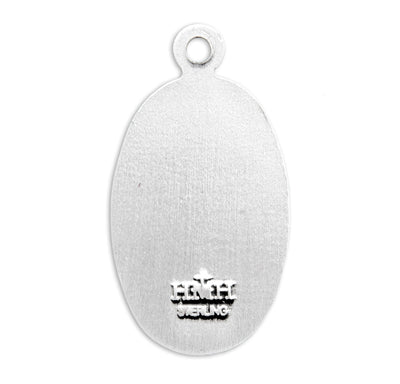 Saint Michael Oval Sterling Silver Medal,3/4", 18" Stainless Steel Curb Chain # 6500
