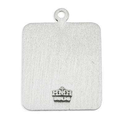 Saint Michael Rectangular Sterling Silver Medal, 13/16", 20" Stainless Steel Curb Chain # 6530