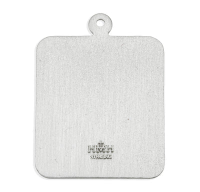 Saint Michael Rectangular Sterling Silver Medal, 7/8", 24" Stainless Steel Curb Chain # 6526