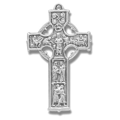 1-3/8" Celtic Cross in Sterling, Your choice of chain, #27131