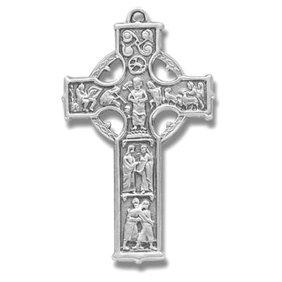 1-3/8" Celtic Cross in Sterling, Your choice of chain, #27131