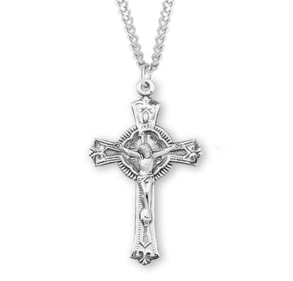 Sterling Crucifix, 1-13/16", 24" Stainless Steel Curb Chain, # 96882