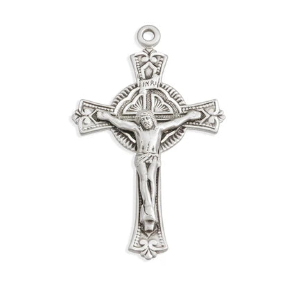 Sterling Crucifix, 1-13/16", 24" Stainless Steel Curb Chain, # 96882