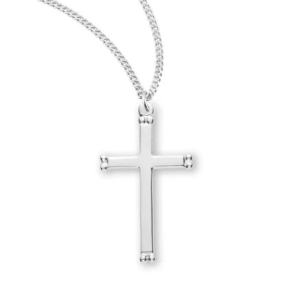 Sterling Crucifix, 1-7/8", 18" Stainless Steel Curb Chain, # 29422