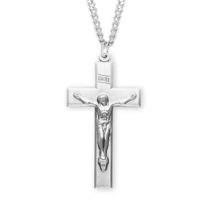 Sterling Crucifix, 1-3/4", 24" Stainless Steel Curb Chain, # 96880