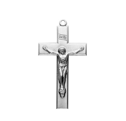 Sterling Crucifix, 1-3/4", 24" Stainless Steel Curb Chain, # 96880