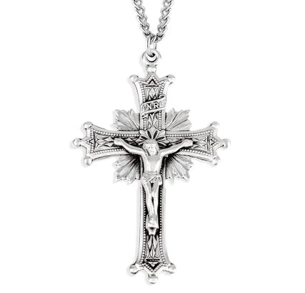 Sterling Crucifix, 2-1/4", 24" Stainless Steel Curb Chain, # 96872
